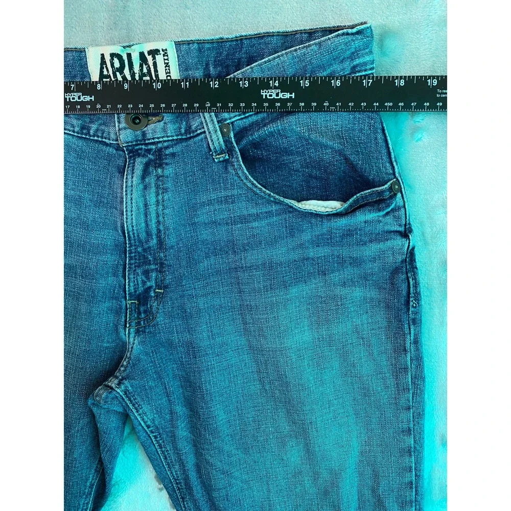 Ariat M4 Straight Leg Jeans Men 34x36 Blue Cowboy Rancher Trucker Workwear Tough